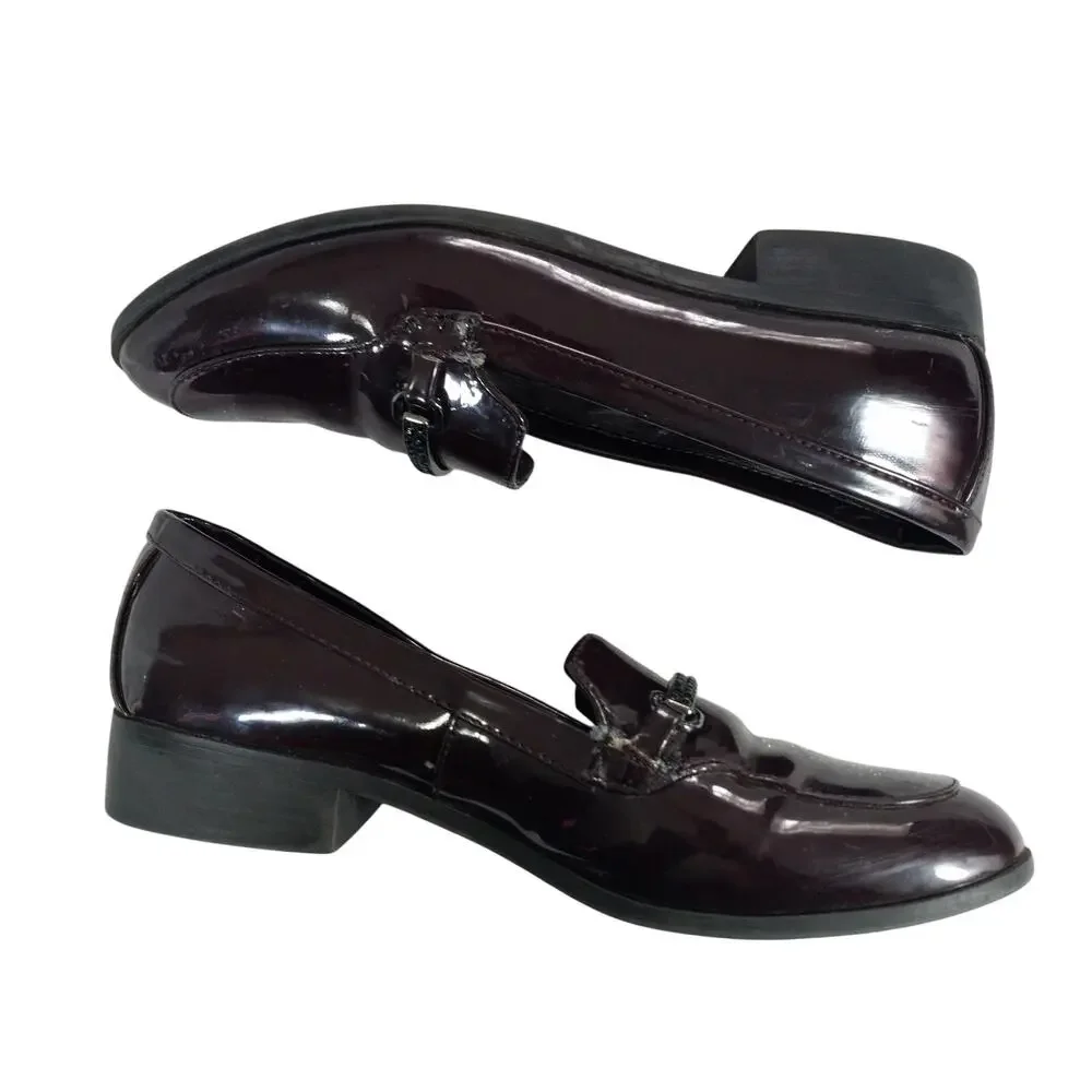 BANDOLINO! SLEEK OXBLOOD BURGUNDY PATENT LEATHER, RHINESTONE, LOAFERS! SZ 9M